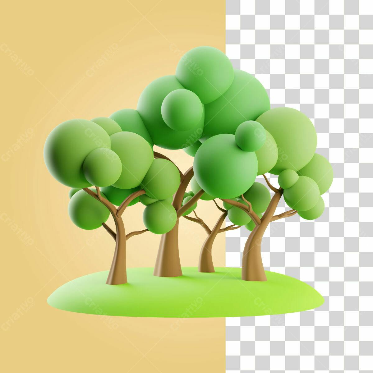 Elementos 3D de Árvores para Design PSD Editável