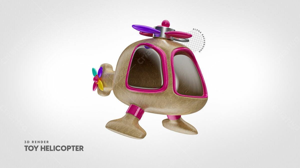 Mockup Helicóptero de Madeira PSD Editável