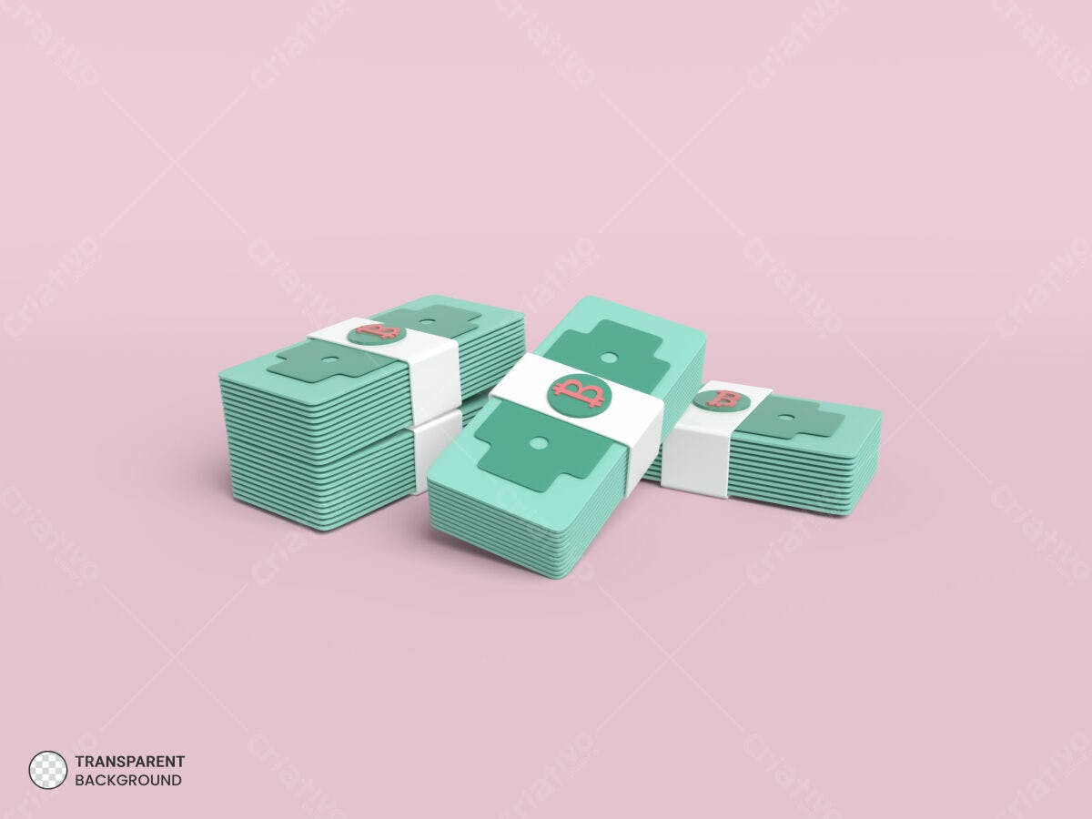 Mockup Pilhas Dinheiro Bitcoin PSD Editável