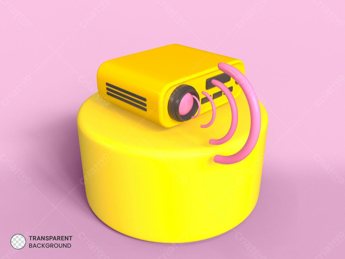 Mockup de Projetor Amarelo e Rosa PSD Editável