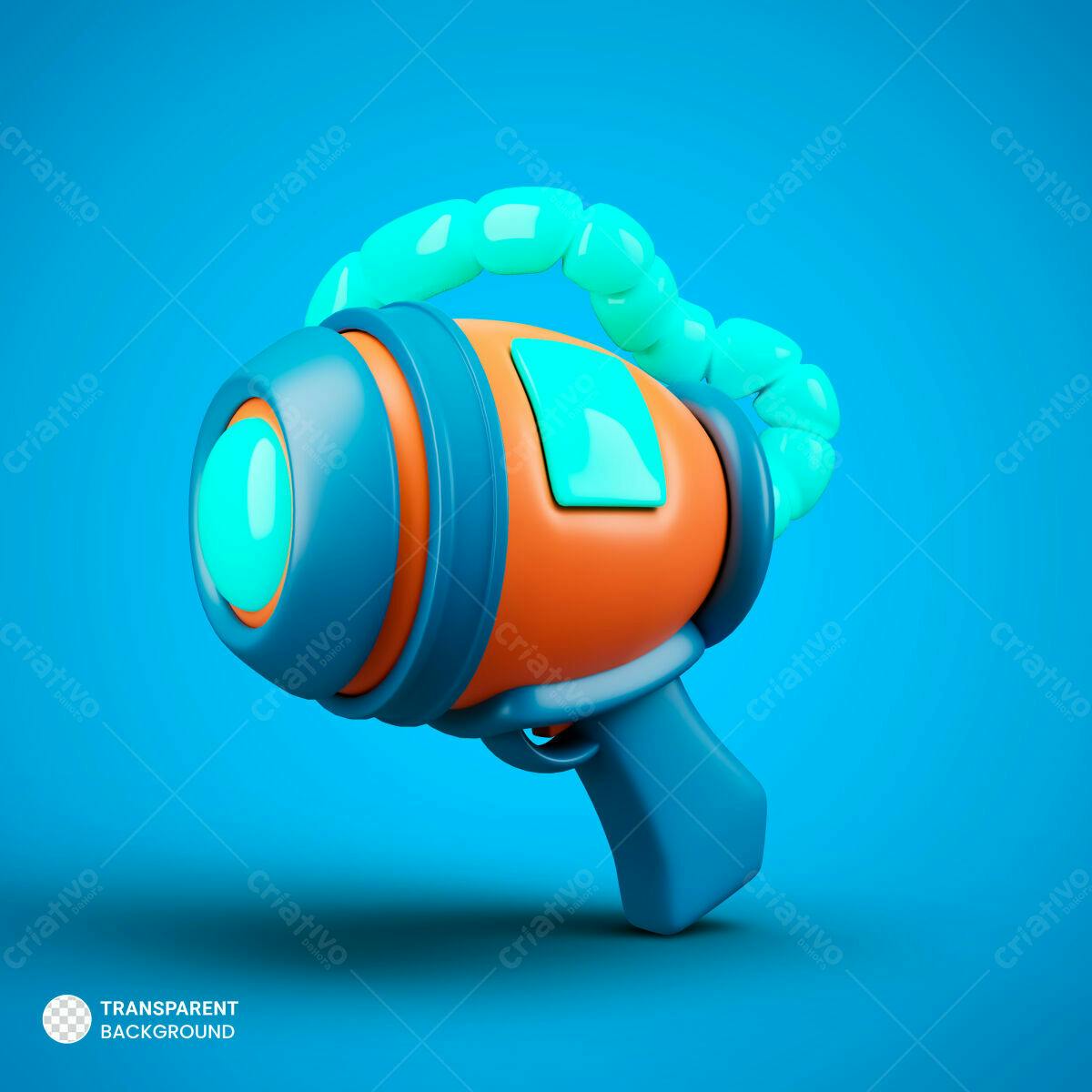 PSD Arma de Raio Cartoon Azul e Laranja PSD Editável