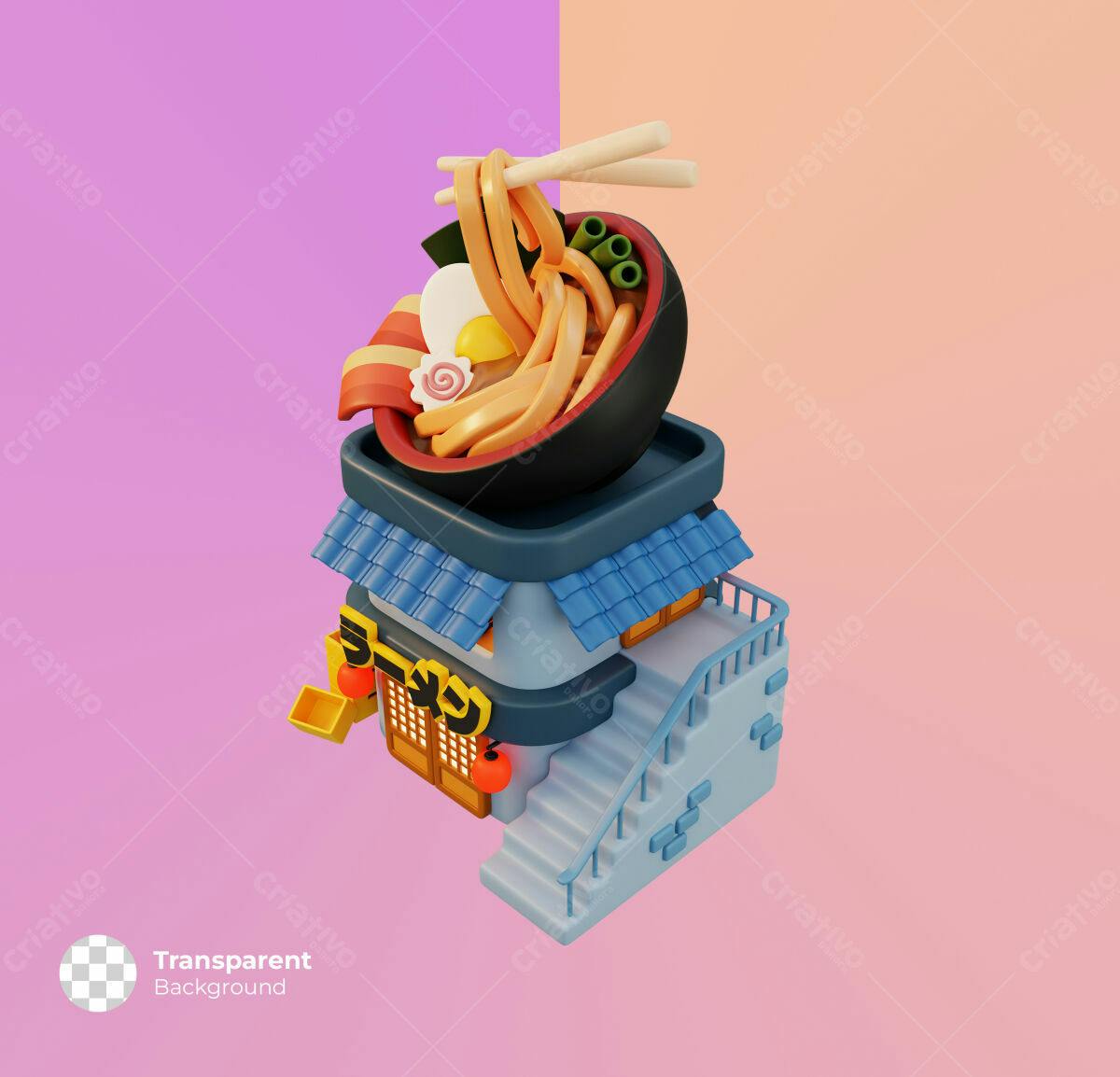 Mockup de Restaurante Japonês com Ramen PSD Editável
