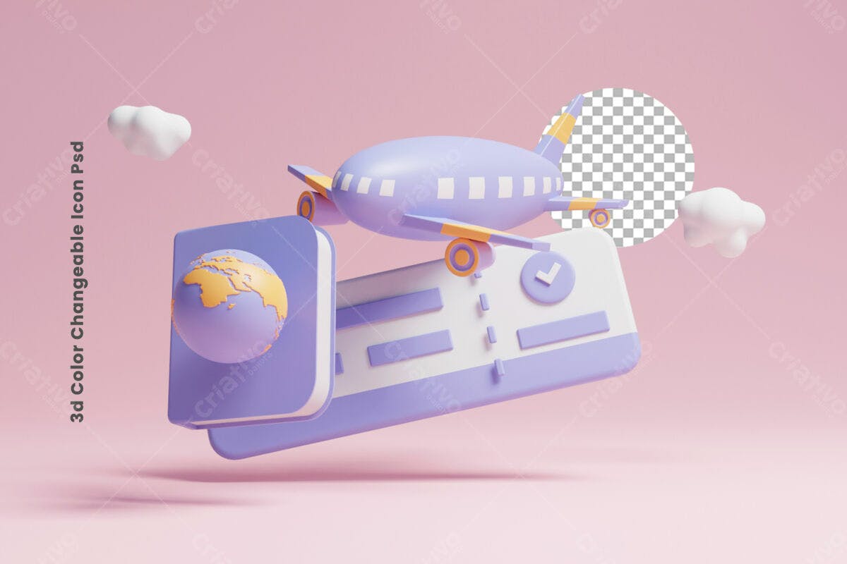 Ícones 3D para Agências de Viagem PSD Editável