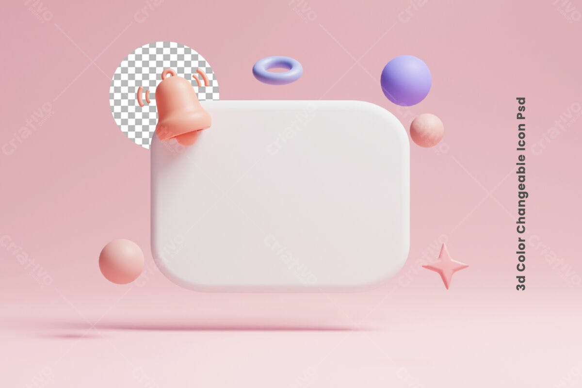 Banner 3D com Sino para Notificações PSD Editável