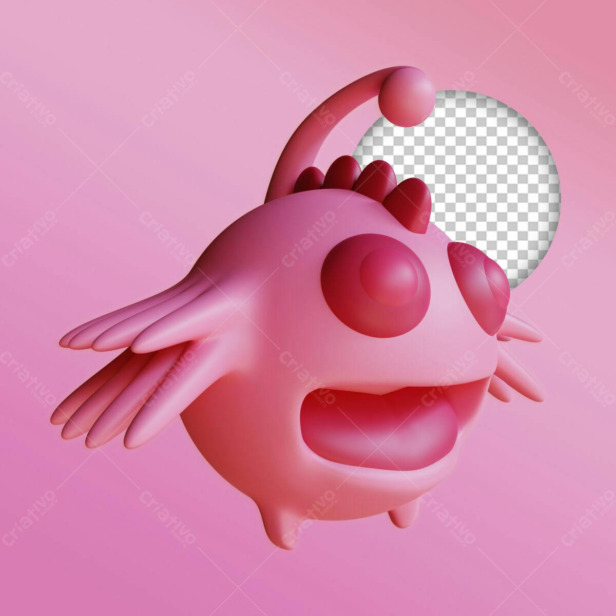 Mockup Personagem 3D Rosa PSD Editável