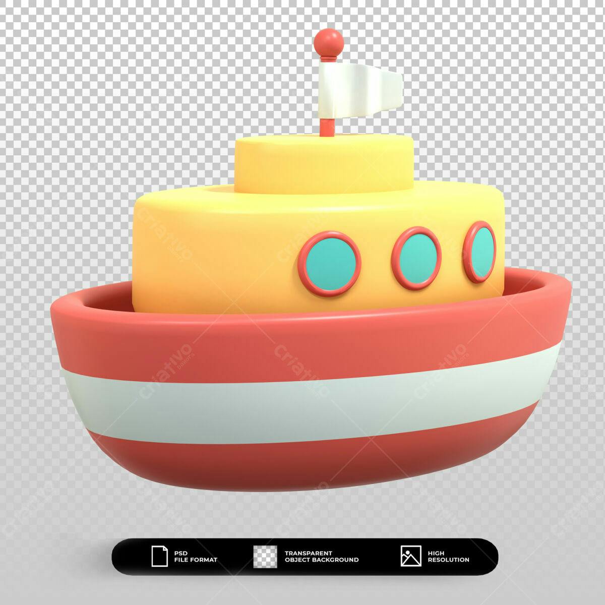 Ilustração Barco Infantil PSD Editável