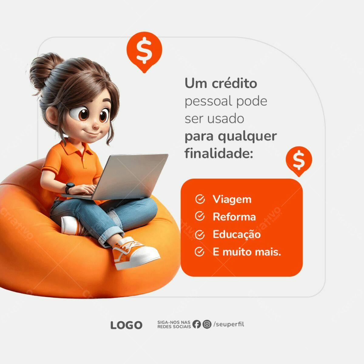 Post para Crédito Pessoal PSD Editável