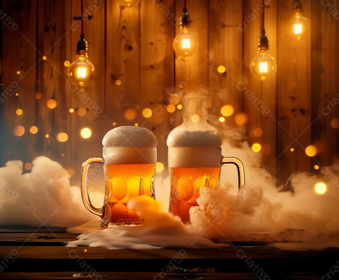 Duas Cervejas Geladas em Ambiente Escuro