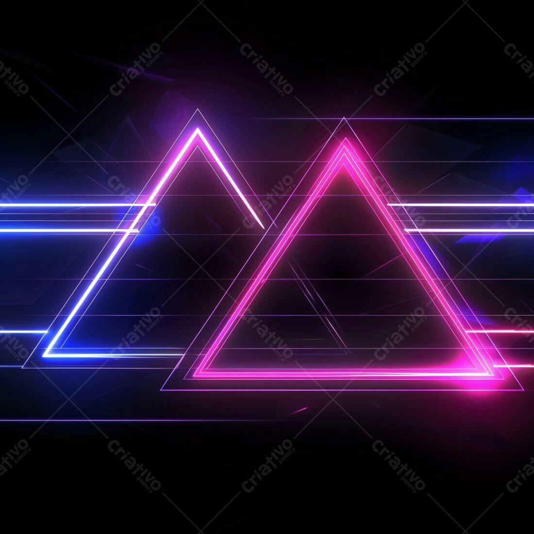 Triângulos Neon Rosa e Azul Escuro