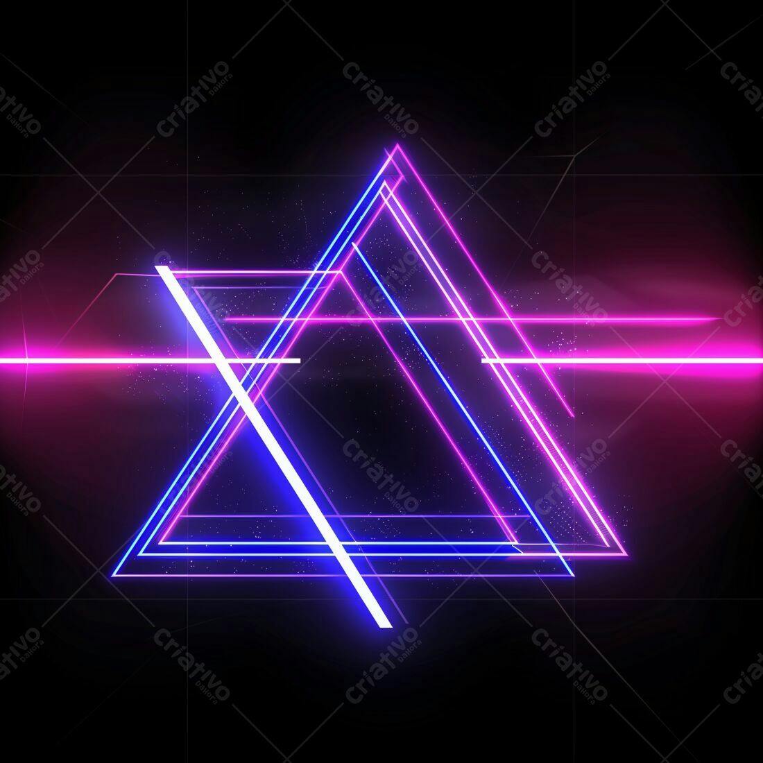 Trilângulos Neon Rosa e Azul Escuro
