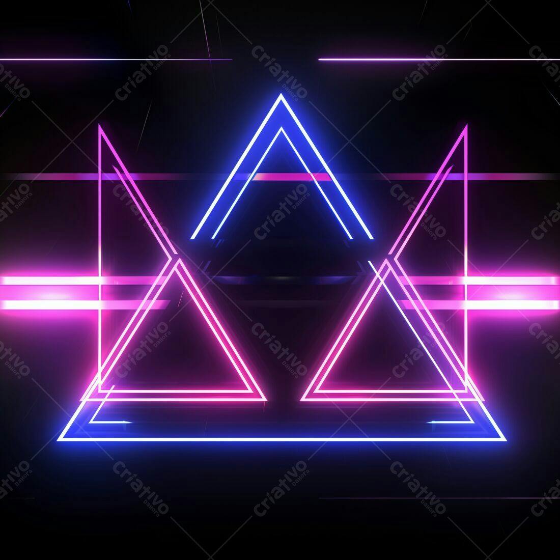 Trilângulos Neon Rosa e Azul Escuro