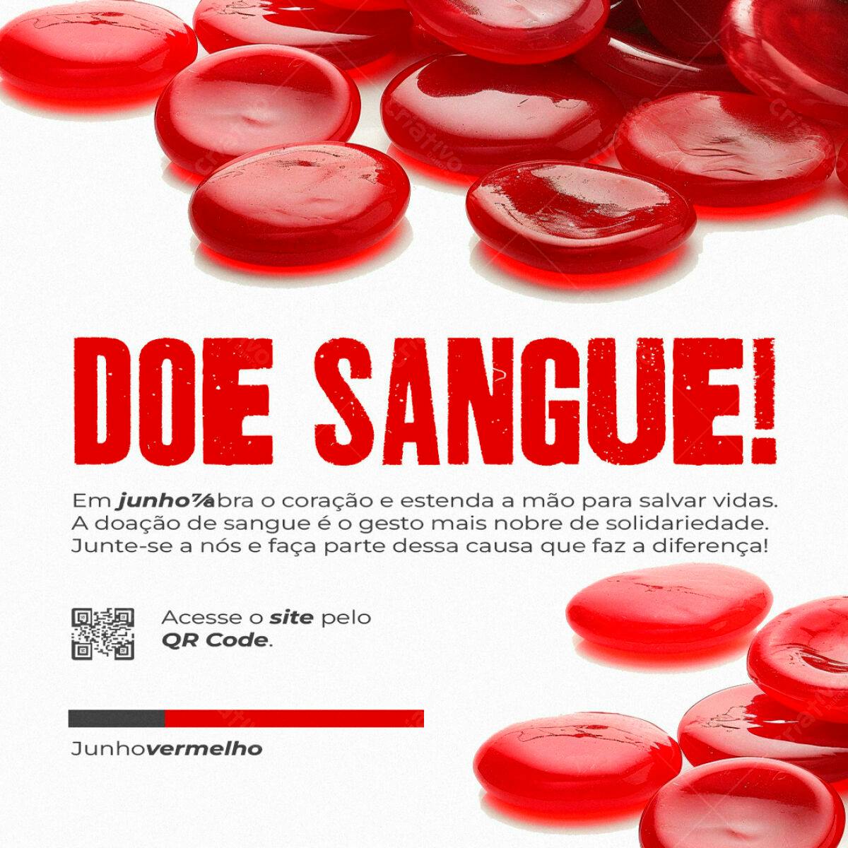 Flyer Junho Vermelho Doe Sangue PSD Editável