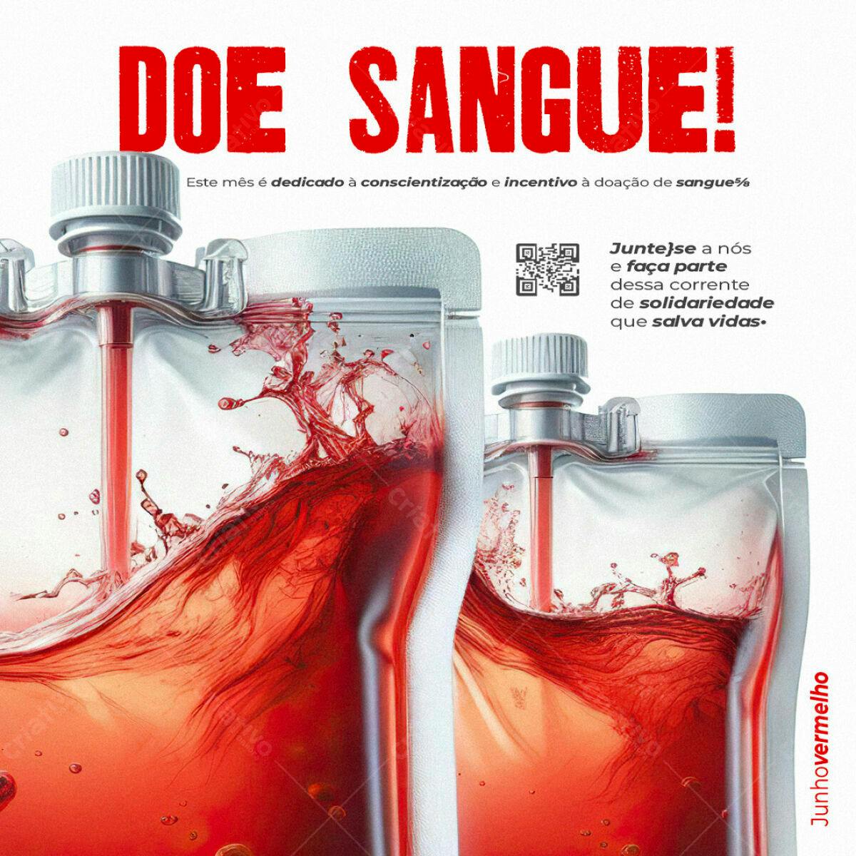 Flyer Doe Sangue Junho Vermelho PSD Editável