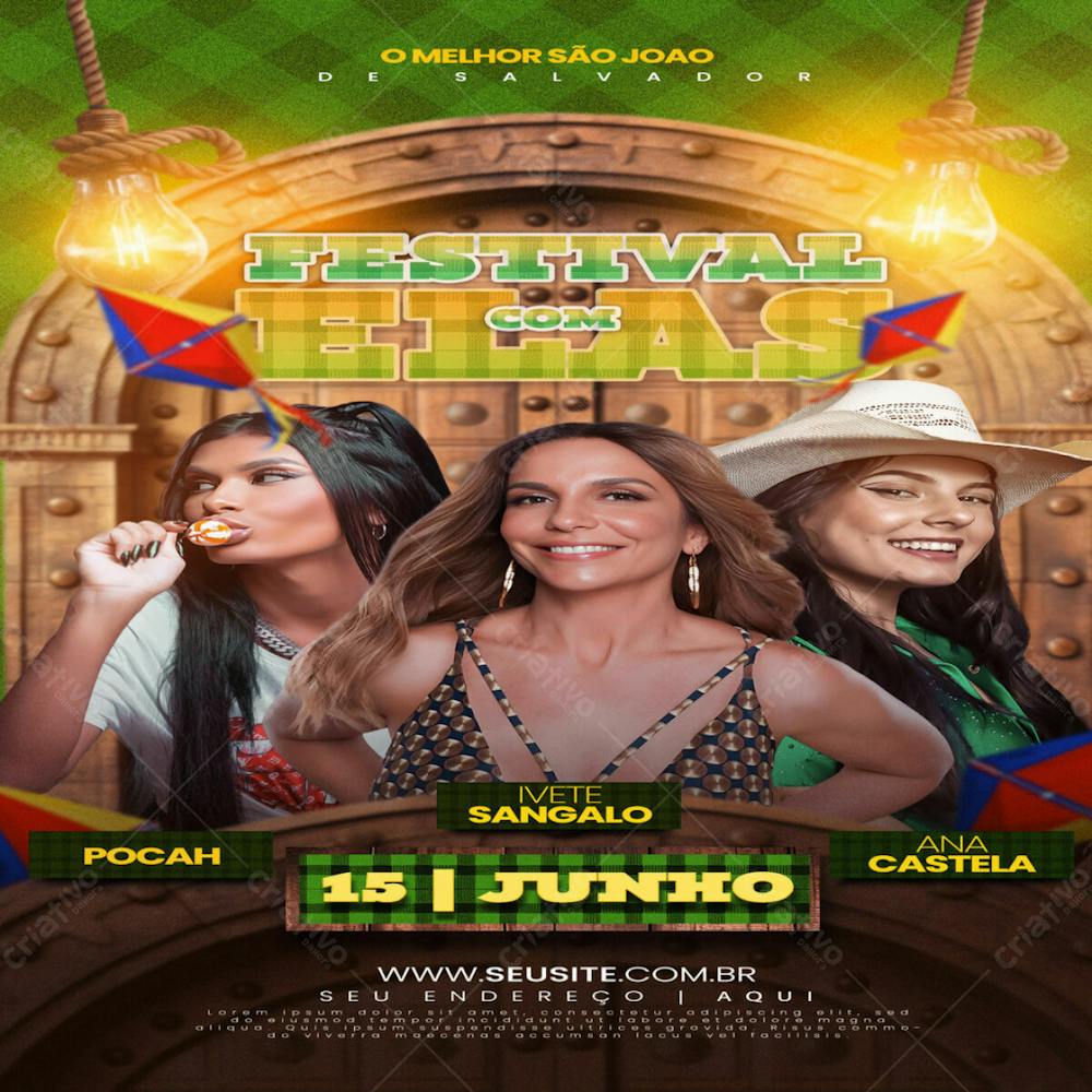 Flyer Festival São João Com Elas Story