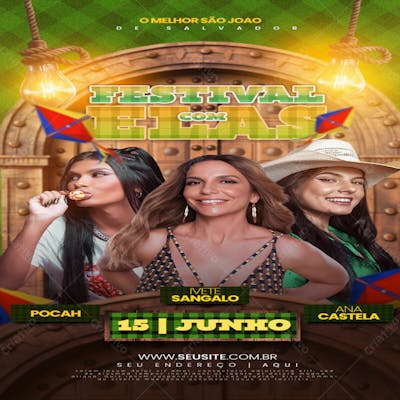 Flyer Festival São João Com Elas Story