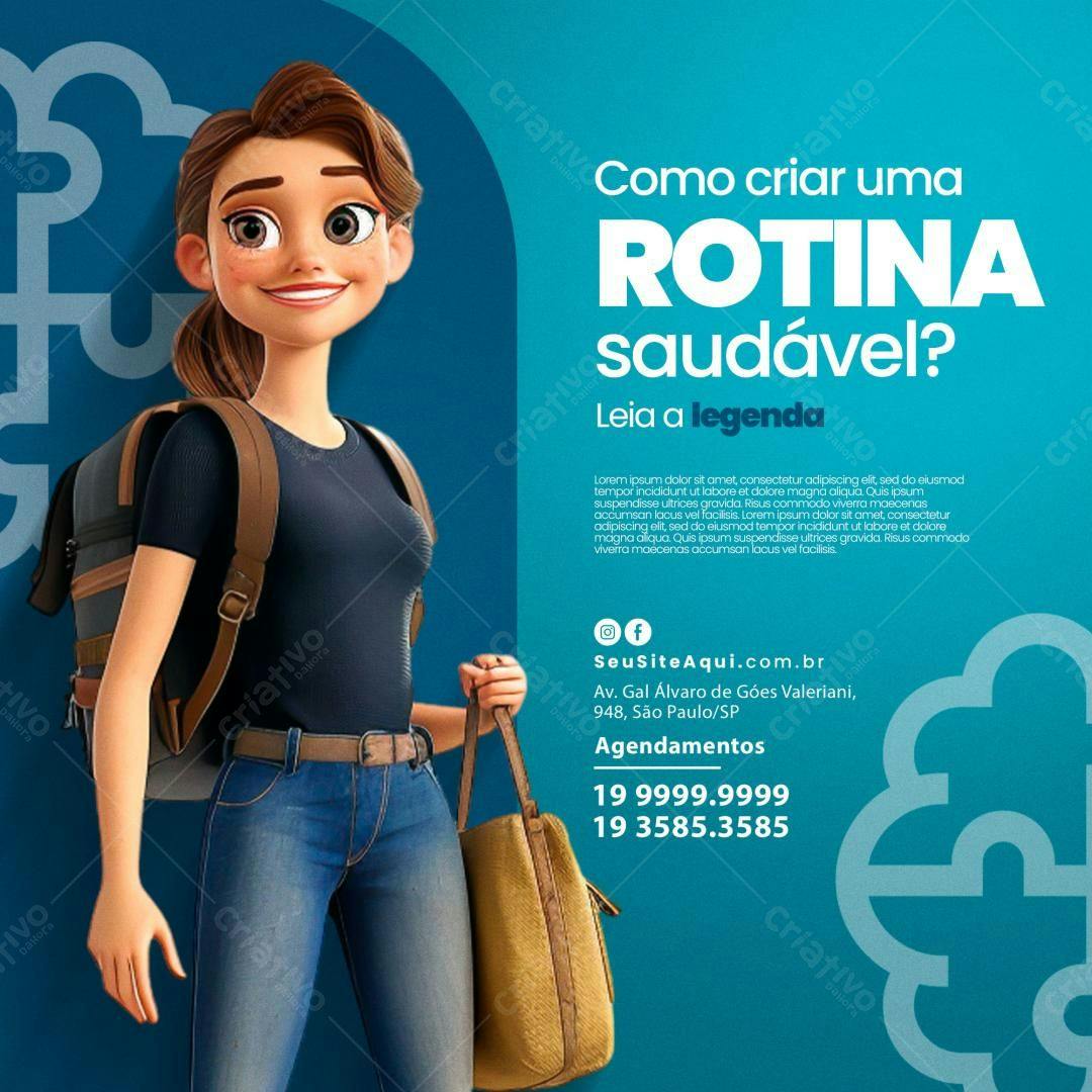 Flyer Rotina Saudável PSD Editável
