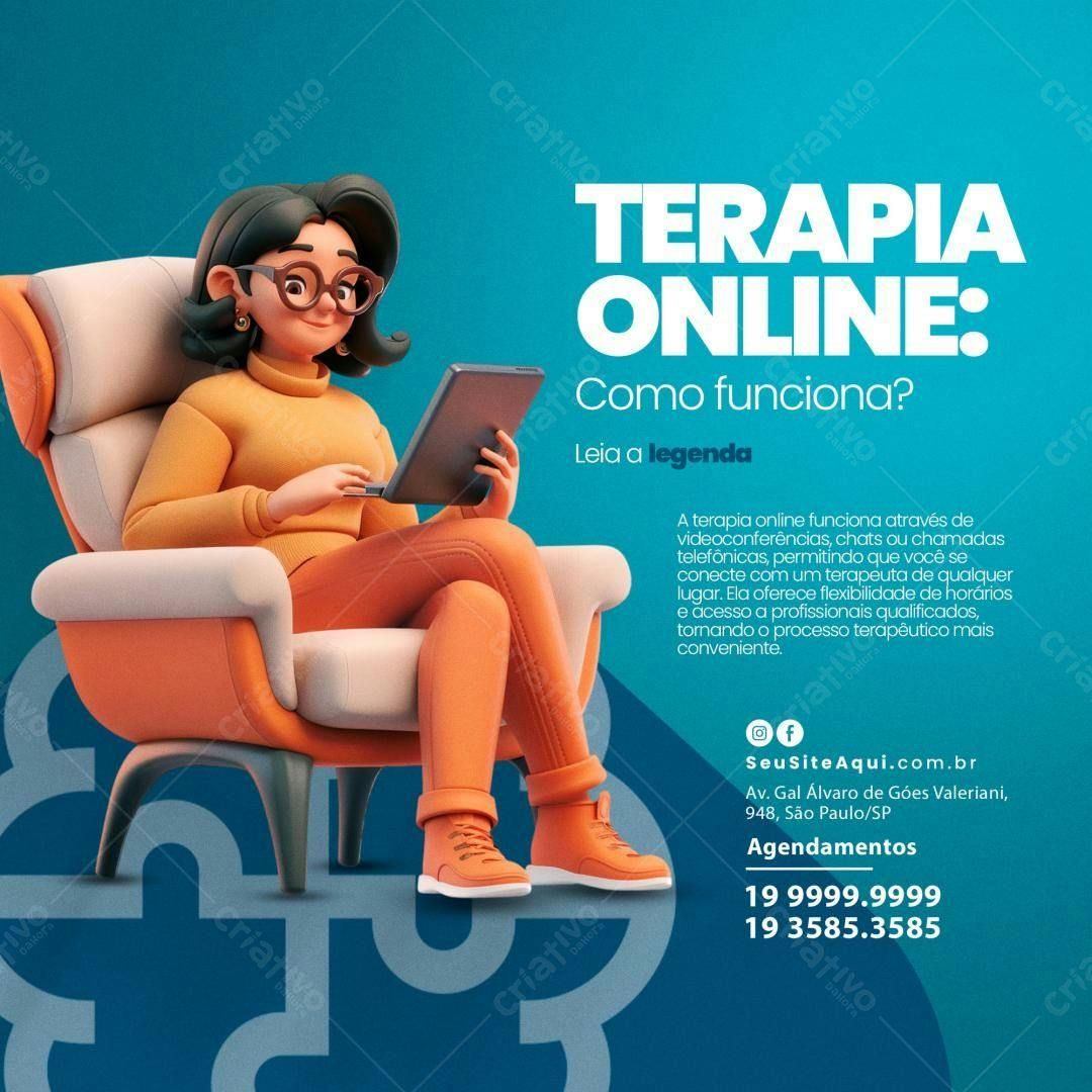 Flyer Terapia Online PSD Editável
