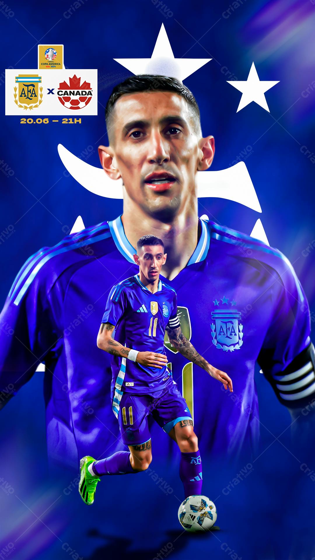 Poster Argentina x Canadá PSD Editável