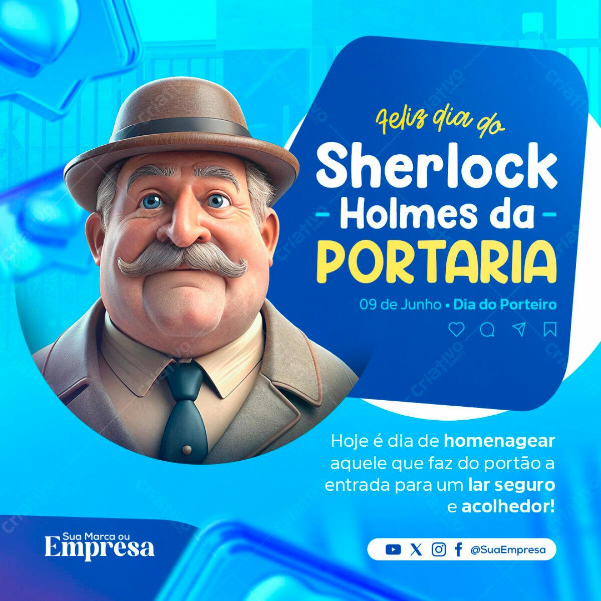 Postagem Dia do Porteiro PSD Editável