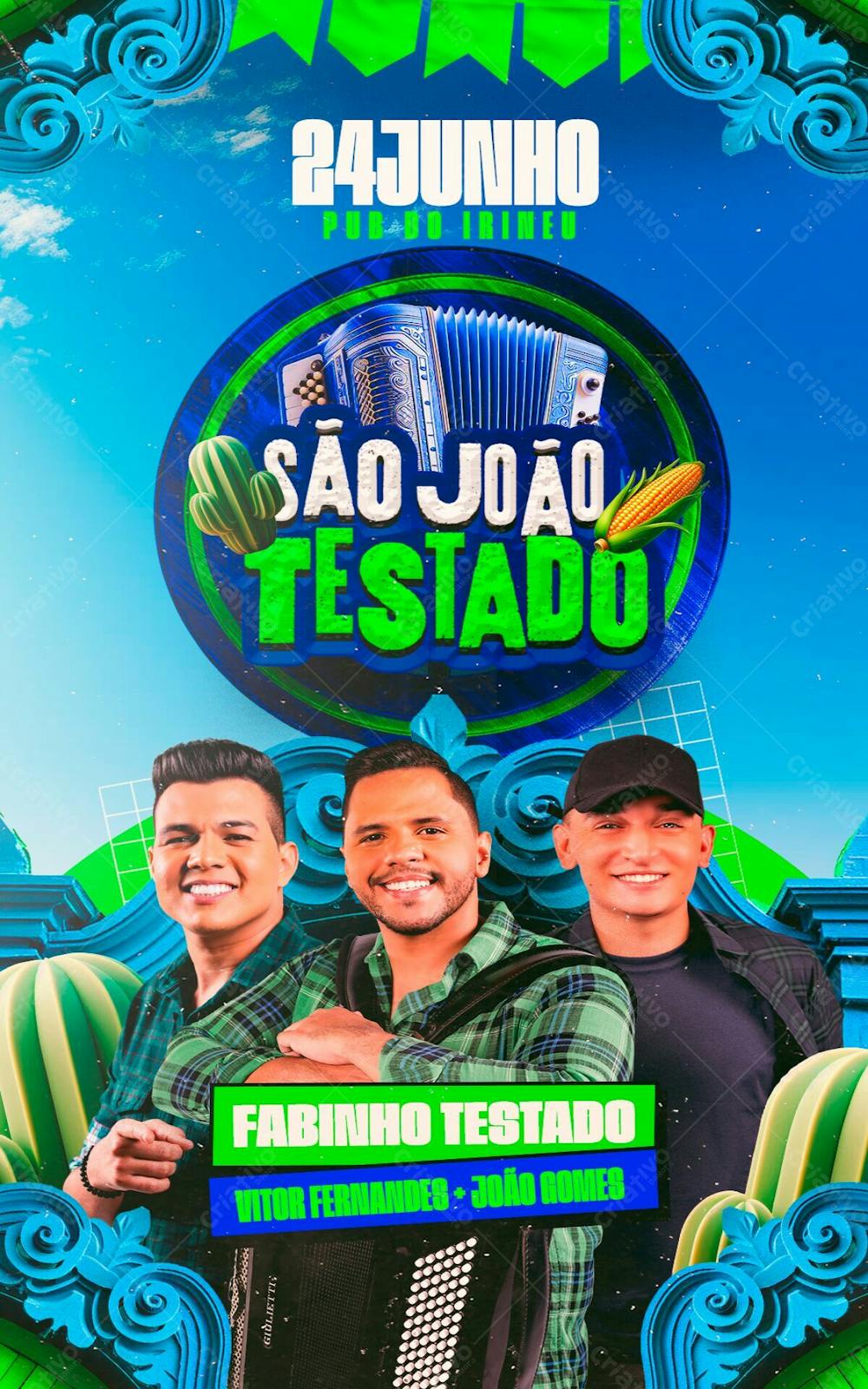 Flyer Evento São João Fabinho Testado Vitor Fernandes E João Gomes Stories Psd Editável 