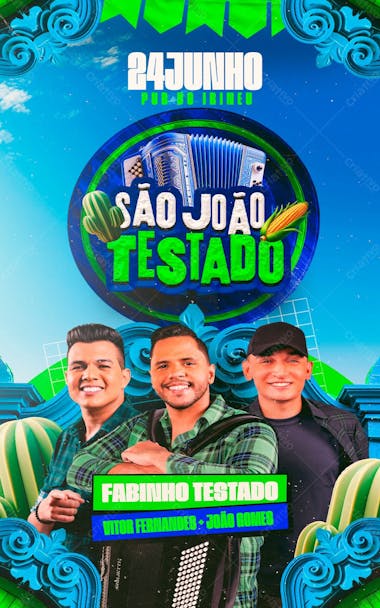 Flyer evento são joão fabinho testado vitor fernandes e joão gomes stories psd editável