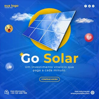 Economize energia, vá para painel solar instagram design de