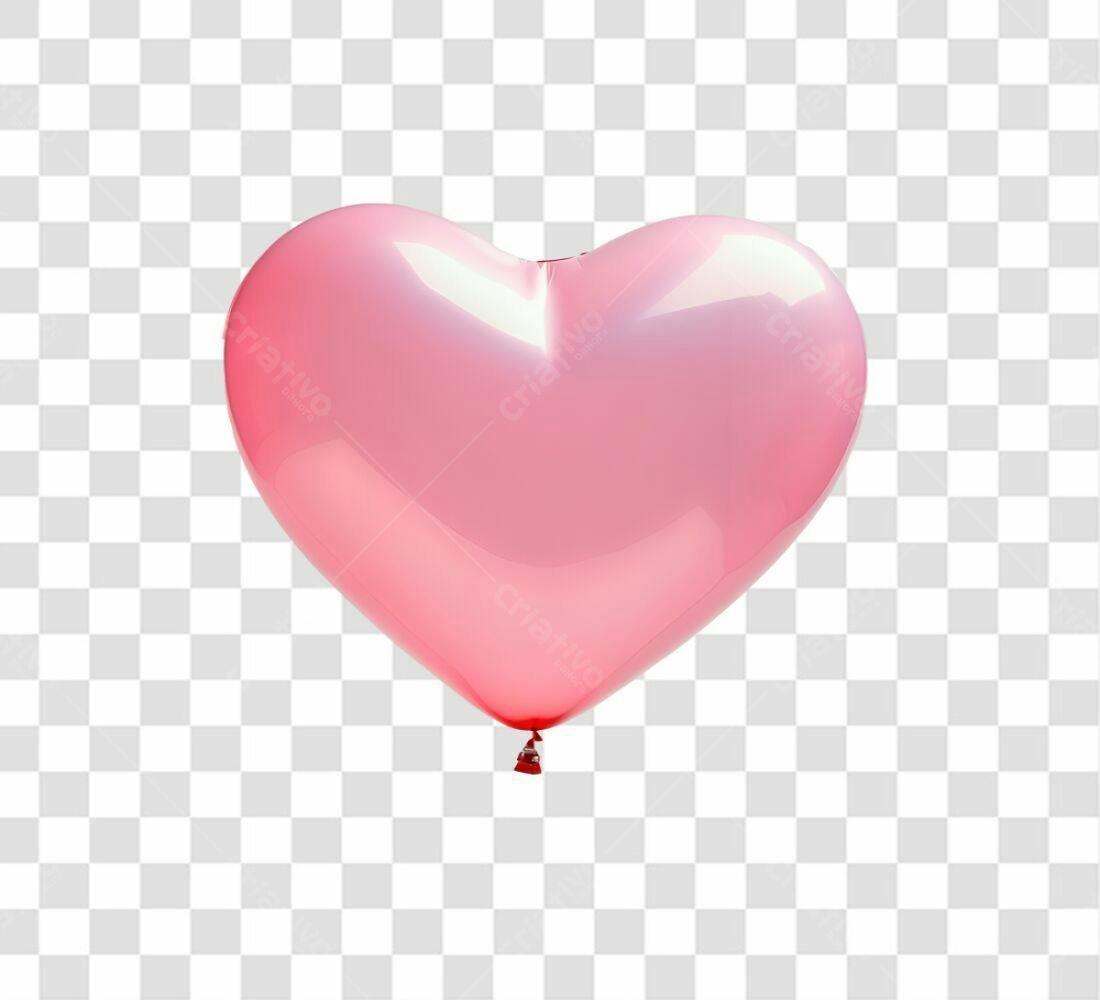 Icone Dia dos Namorados Balão Coração Rosa PNG com fundo transparente