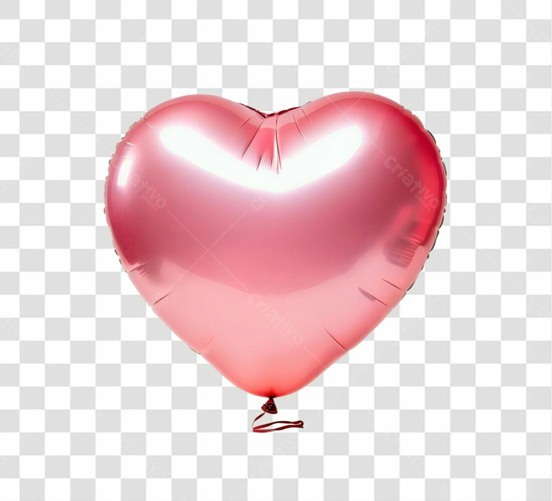 Icone Dia dos Namorados Balão Coração Rosa PNG com fundo transparente