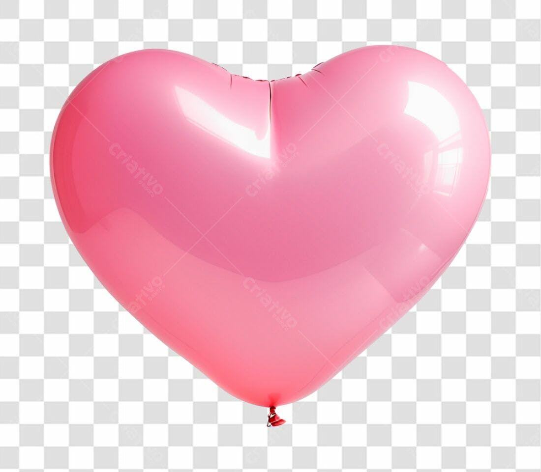 Icone Dia dos Namorados Balão Coração Rosa PNG com fundo transparente