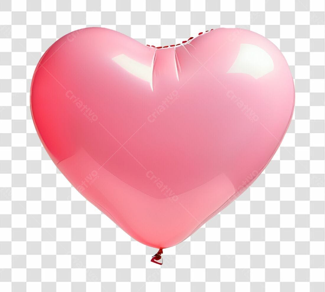 Icone Dia dos Namorados Balão Coração Rosa PNG com fundo transparente