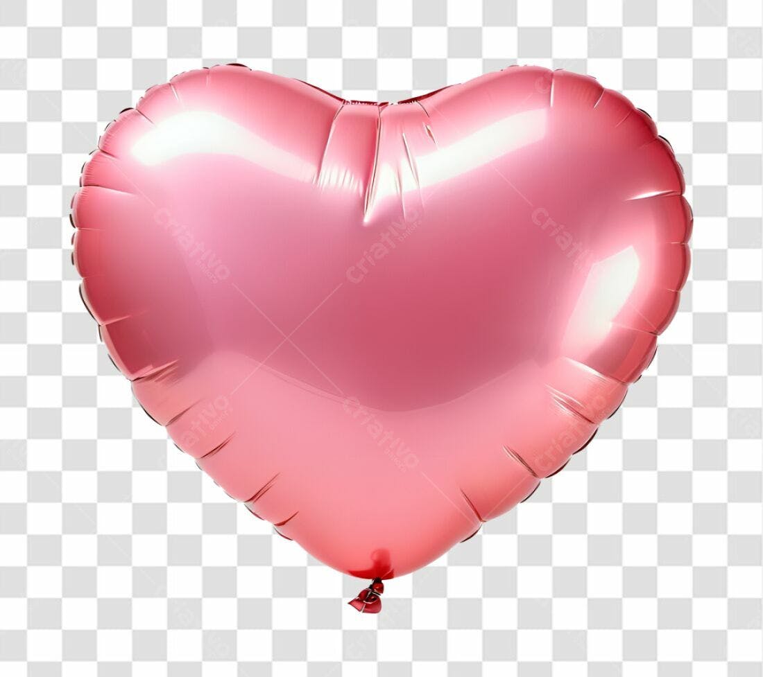 Icone Dia dos Namorados Balão Coração Rosa PNG com fundo transparente