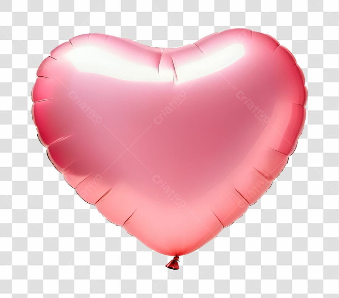 Icone Dia dos Namorados Balão Coração Rosa PNG com fundo transparente