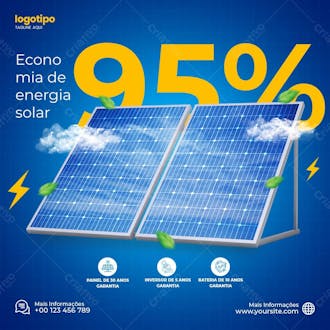 Postagens de anúncios de energia solar no instagram ou model
