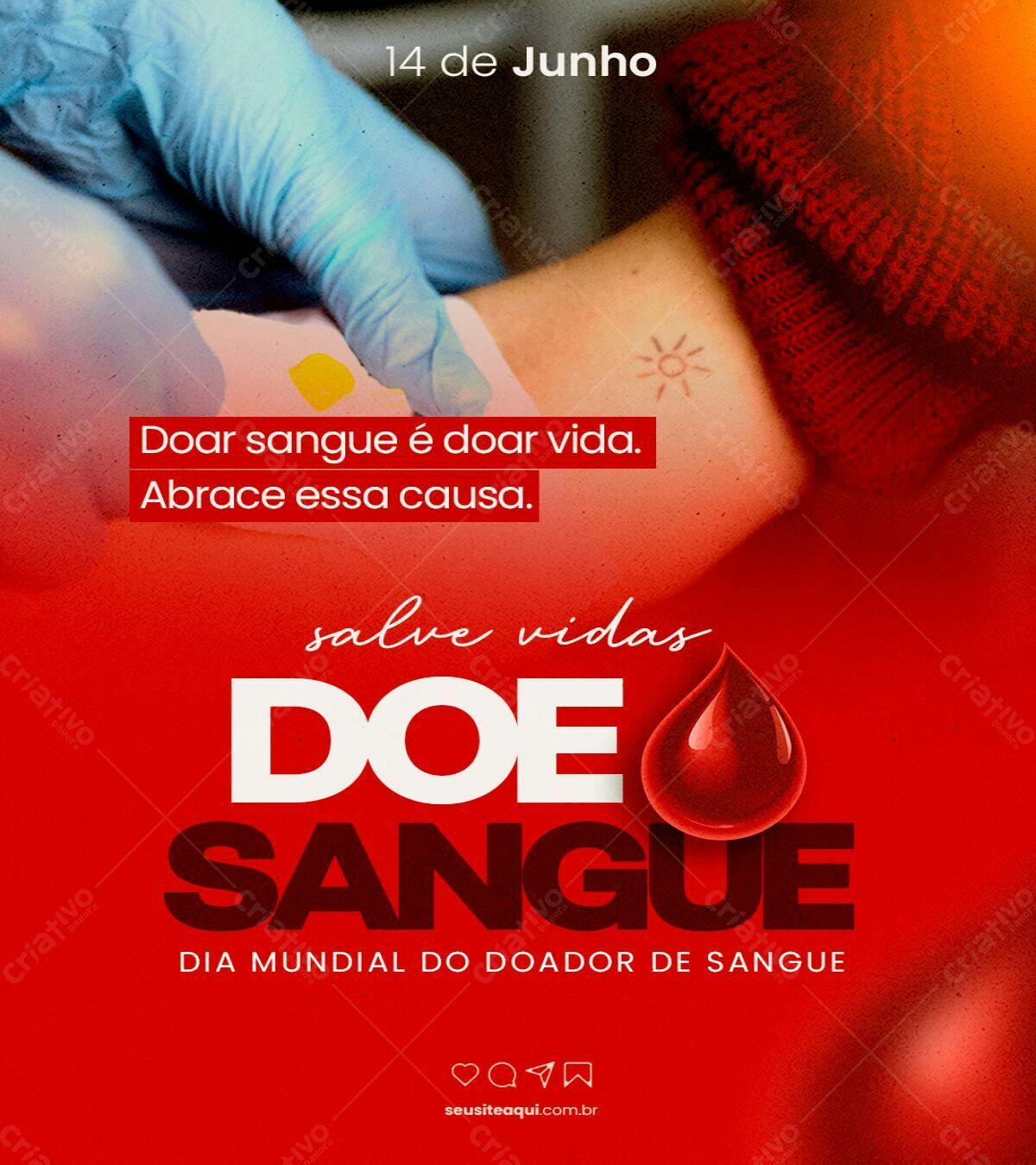 Flyer Dia Mundial do Doador de Sangue PSD Editável