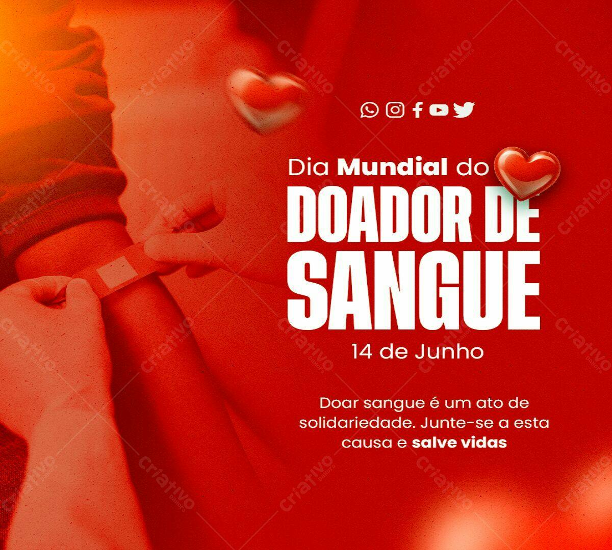 Post para Dia Mundial do Doador de Sangue PSD Editável