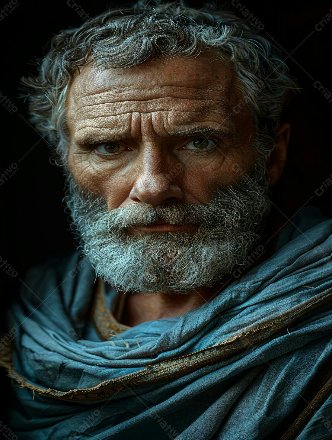 Homem idoso barbudo retrato tons azuis