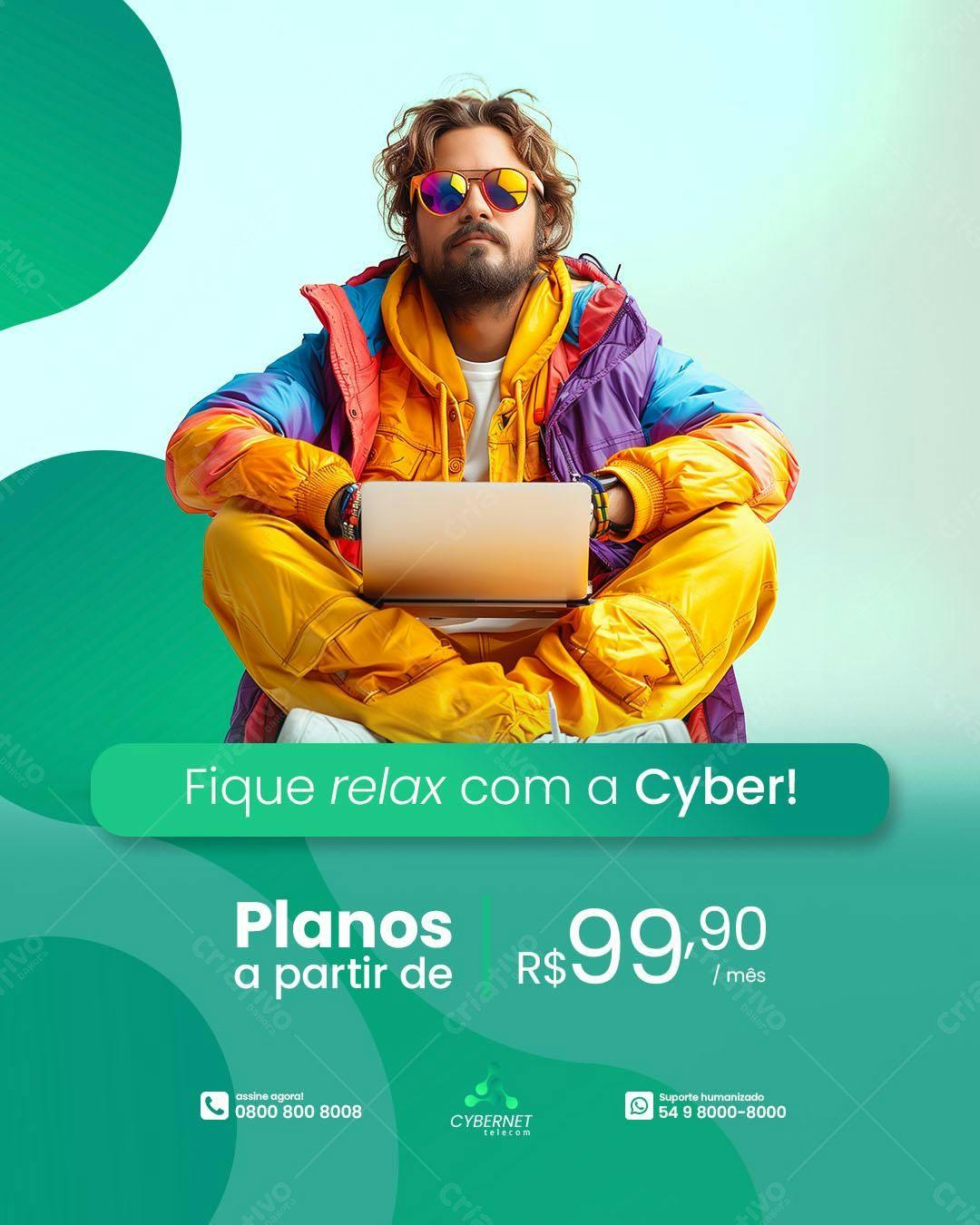 Flyer Propaganda Cybernet Telecom PSD Editável