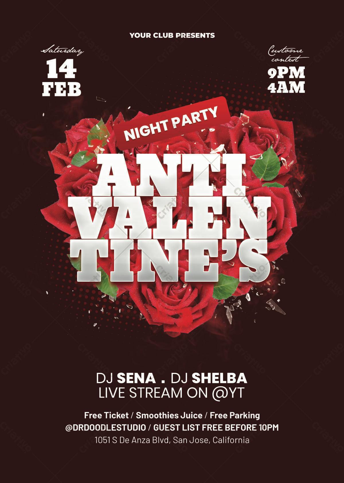 Flyer para Festa Anti-Valentine's Day PSD Editável