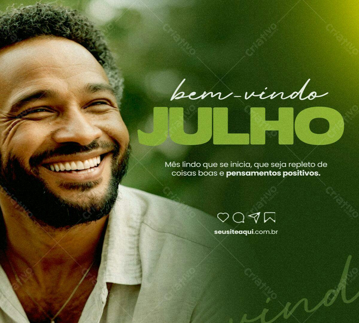 Post para Boas Vindas Julho PSD Editável