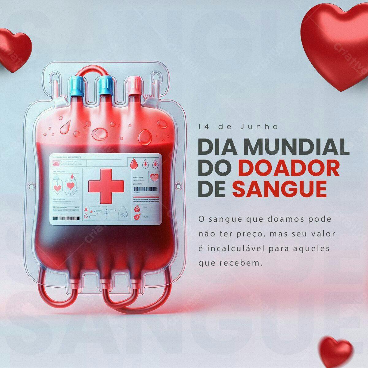 Post para Dia Mundial do Doador de Sangue PSD Editável