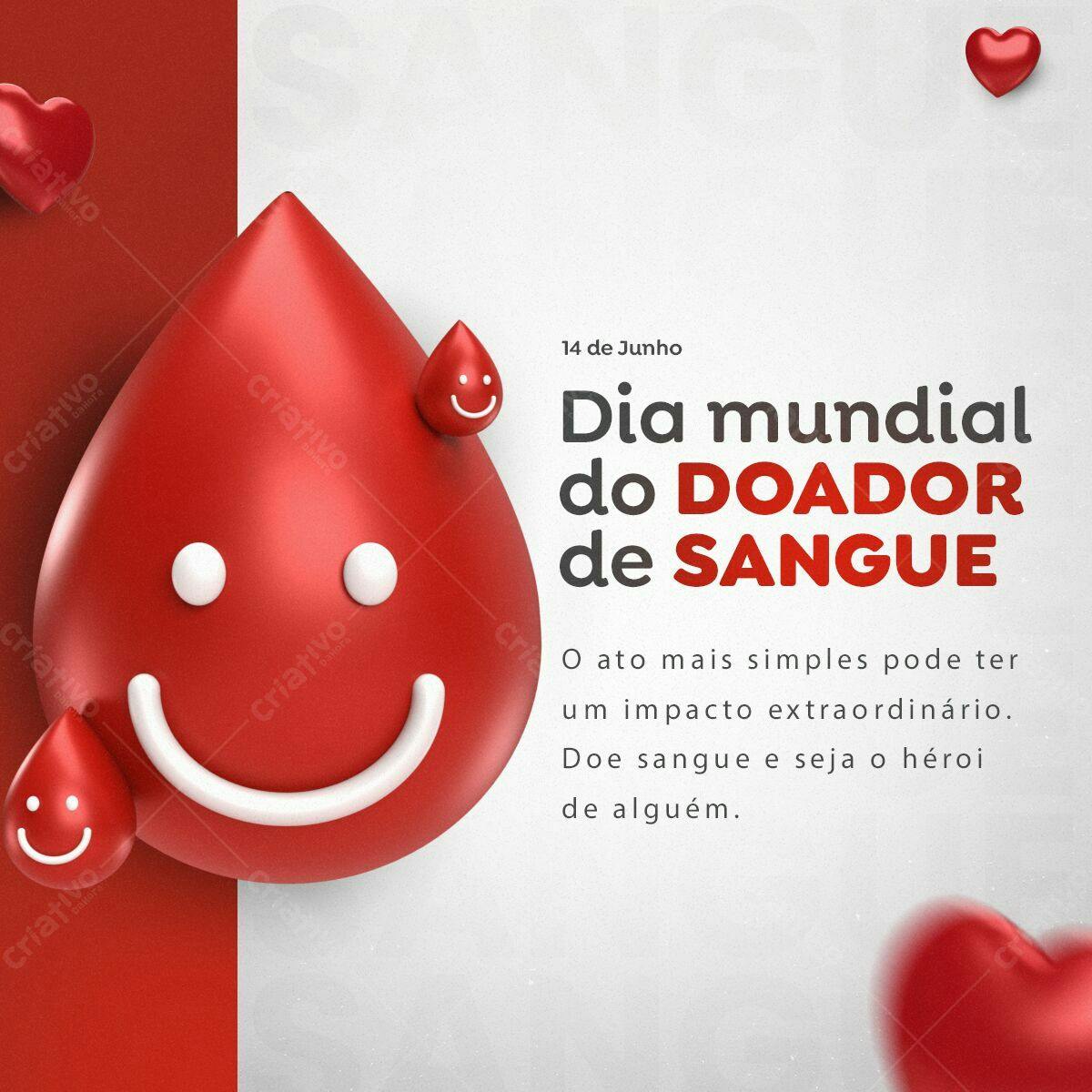 Post para Dia Mundial do Doador de Sangue PSD Editável