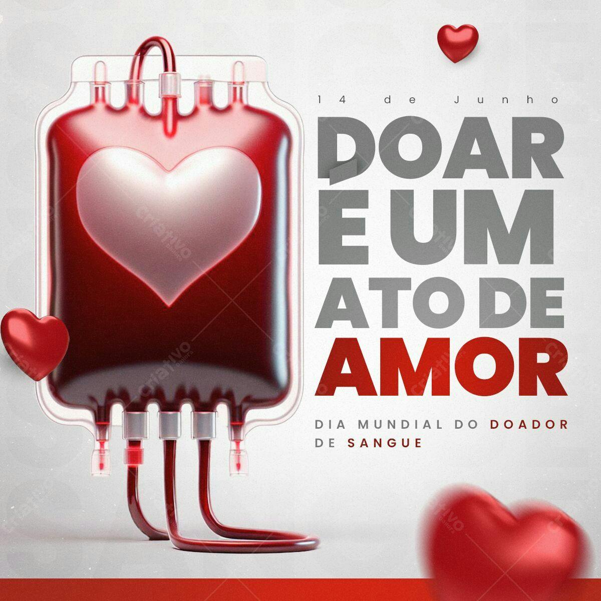 Post para Dia Mundial do Doador de Sangue PSD Editável