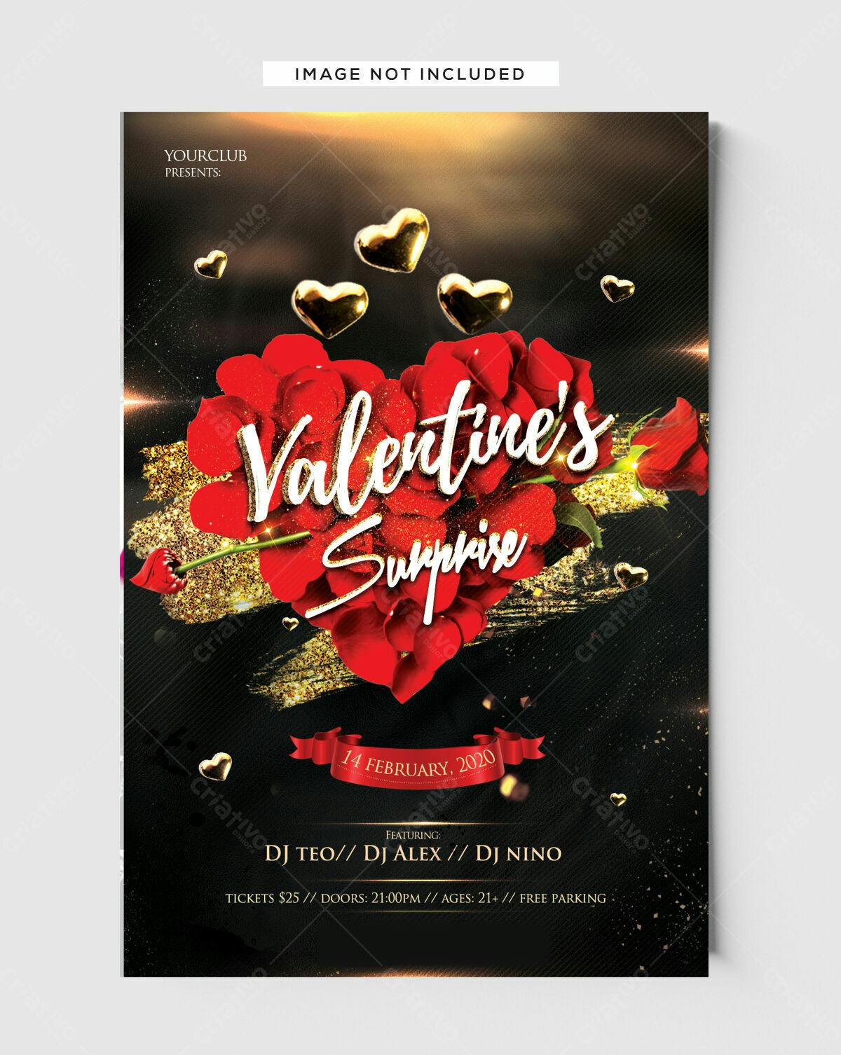 Flyer para Festa de Surpresa de Dia dos Namorados PSD Editável