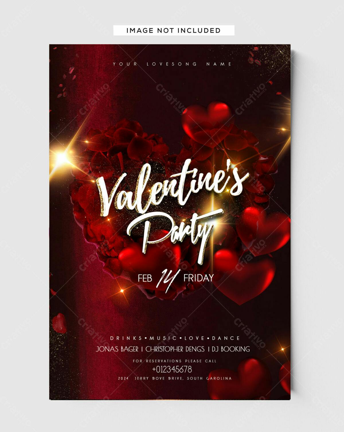 Flyer para Festa de Valentine's Day PSD Editável