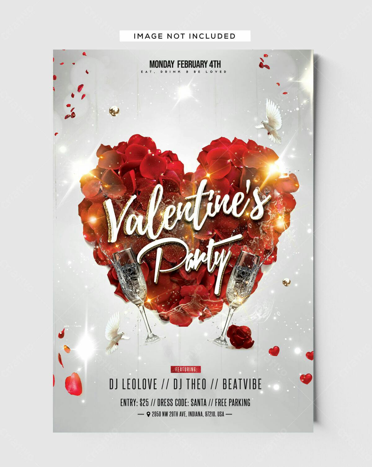 Flyer para Festa de Valentine's Day PSD Editável