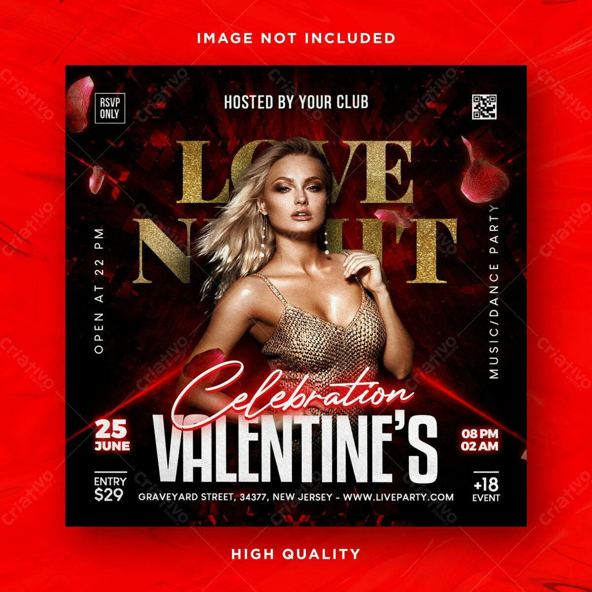 Flyer para Festa de Valentine's Day PSD Editável