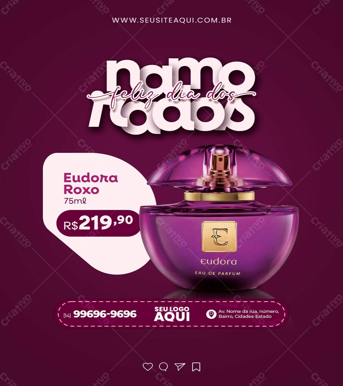 Flyer Dia das Mães Eudora Roxo PSD Editável