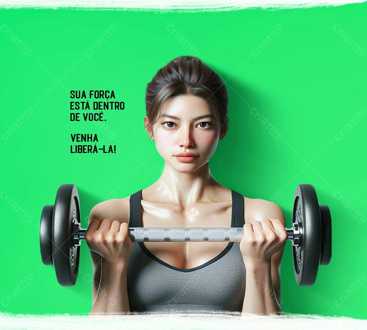 Poster Motivacional Fitness Feminino PSD Editável