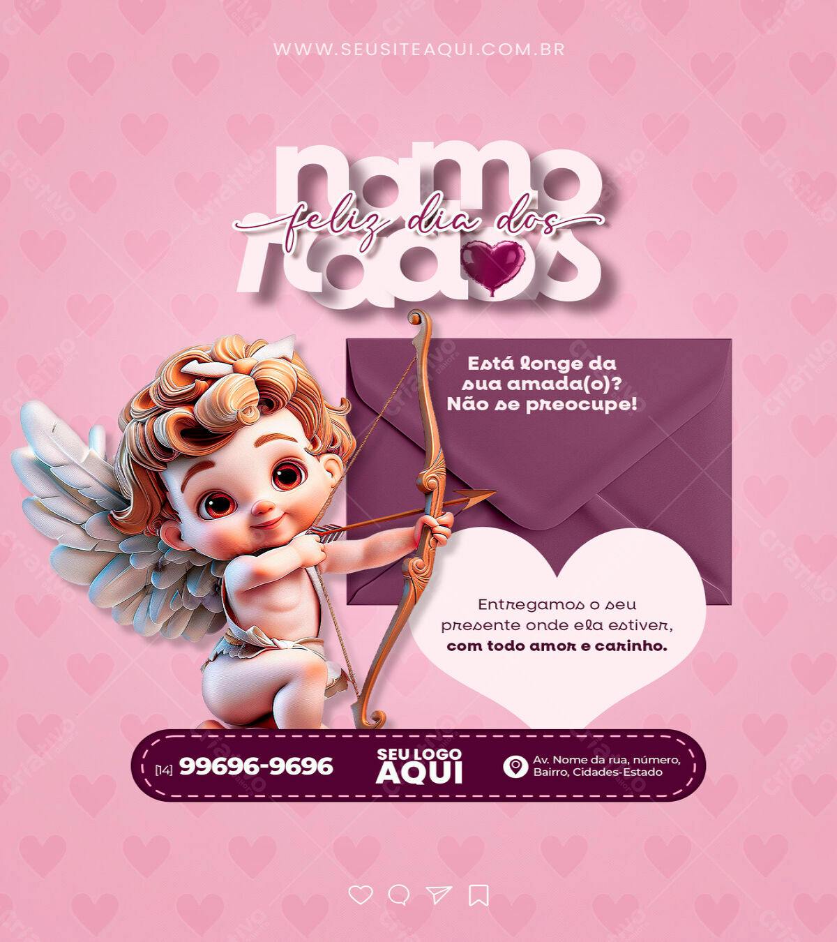 Flyer Dia dos Namorados com Cupido PSD Editável