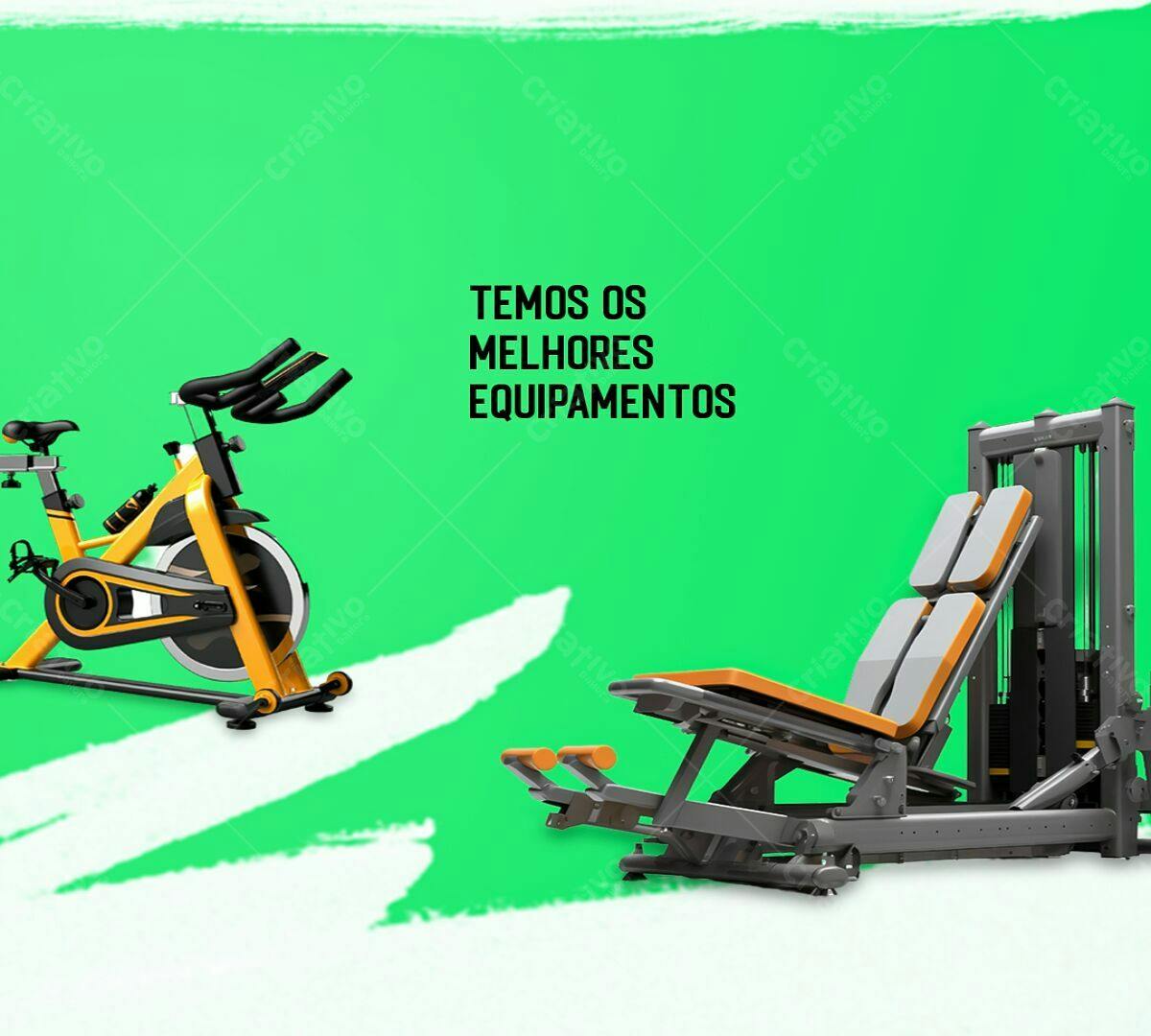 Banner Academia com Bicicleta e Máquina de Musculação PSD Editável